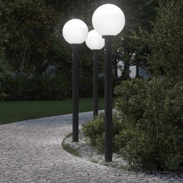 Stulpeliniai šviestuvai su jutikliu, 3 vnt., 120 cm, juodi, IP44