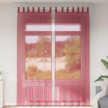 Voilės užuolaidos su kilpelėmis, 2 vnt., vyno raudonos, 140x260 cm