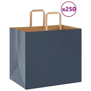 Popieriniai maišeliai 250vnt. su rankenomis, mėlynas 32x22x28cm
