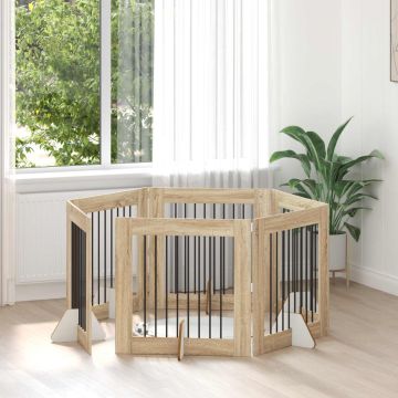 Šunų vartai su stovais 6 pcs Sonoma ąžuolas 80 x 80 cm