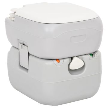 Nešiojamas stovyklavimo tualetas, pilkas/baltas, 22+12l, HDPE