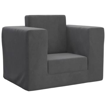Vaikiška sofa-lova, antracito spalvos, minkštas pliušas