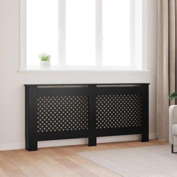 Radiatoriaus uždangalas, juodos spalvos, 172x19x81,5cm, MDF