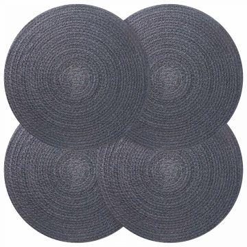 Džiuto paveikslai 4 pcs Tamsiai pilka Ø 30 cm