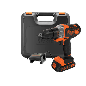 BLACK & DECKER akumuliatorinis gręžtuvas-suktuvas MT218K-QW, 18 V, 1,5 Ah, juodos spalvos