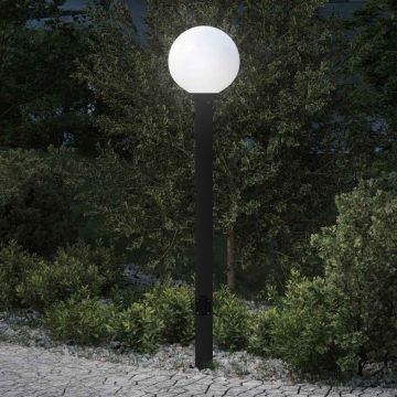 Šviestuvas su stulpeliu ir lizdu, 120 cm, juodas, IP44