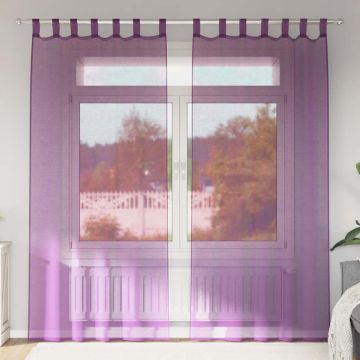 Voilės užuolaidos su kilpelėmis, 2 vnt., violetinės, 140x225 cm