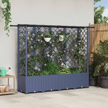 Pakeltas lovas su trelėmis ir stogu Pilka 202 x 40 x 138 cm PP
