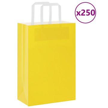 Popieriniai maišeliai 250vnt. su rankenomis geltonos 21x11x31cm