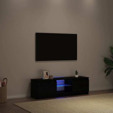 TV spintelė su LED lemputėmis, juodo ąžuolo spalvos, 120x30x36 cm, inžinerinė mediena