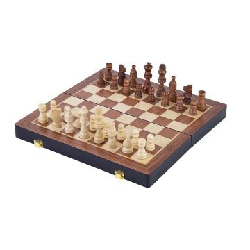 Medinis sulankstomas šachmatų rinkinys, uosio mediena, 45.5 x 45.5 x 6.8 cm
