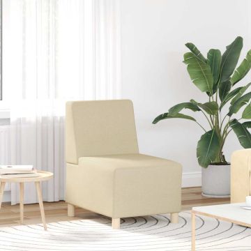 Modulinė sofa be porankių, kreminės spalvos, 55 cm, audinys