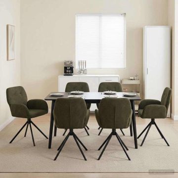 Sukamos valgomojo kėdės 6 pcs Dirbtinė suedė oda Armijos Žalia