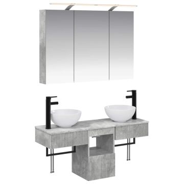 Vonios spintos komplektas 4 pcs Betono pilka 100 x 14,5 x 70 cm