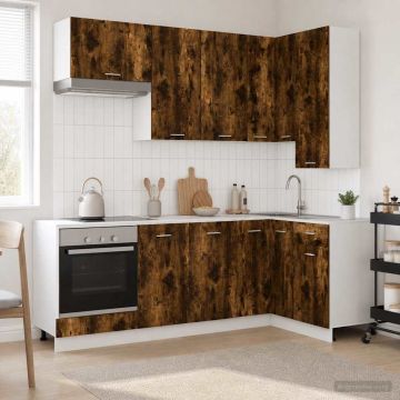 Virtuvės vienetas LYON 8 pcs Dūminio ąžuolo Apdirbta mediena