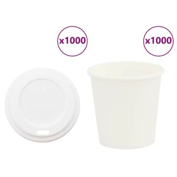 popieriniai kavos puodeliai su dangteliais 1000 vnt 4oz 100ml