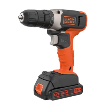 BLACK & DECKER akumuliatorinis gręžtuvas-suktuvas BCD001C1-QW, 18 V, 1,5 Ah, juodos spalvos