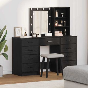 Makiažo stalas 3 pcs Juoda 40 x 41 x 135 cm Apdirbta mediena