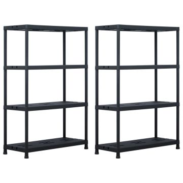 Sandėliavimo lentynos, 2vnt., juod., 90x40x138cm, plast., 220kg