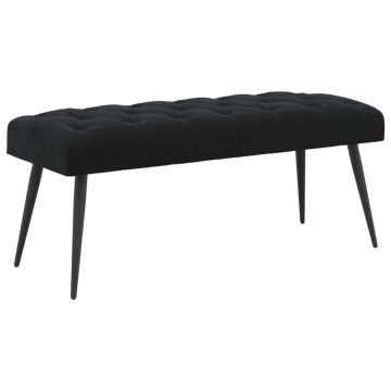 Suoliukas su mygtukų įsiuvais Juoda 110 x 40 x 46 cm Aksomas