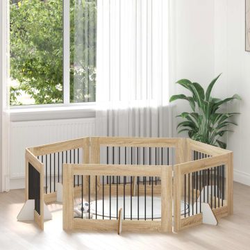 Šunų vartai su stovais 6 pcs Sonoma ąžuolas 100 x 60 cm