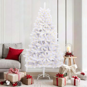 Dirbtinė Kalėdų eglutė su 300 LED Balta 180 cm PVC ir metalas