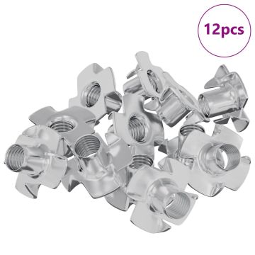 Įpjovinė T-veržlė 12 pcs Sidabro M6 mm Plienas