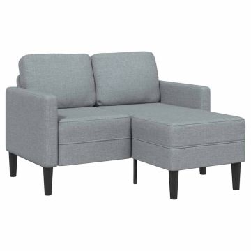 Dvivietė sofa su šezlongu, L formos, šviesiai pilka, 125 cm, audinys