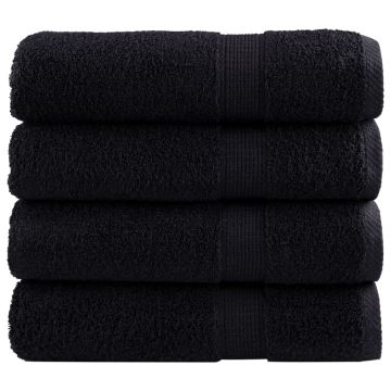 Aukščiausios kokybės rankšluosčiai SOLUND, 4 vnt., juodi, 50 x 100 cm, 600 g/m²