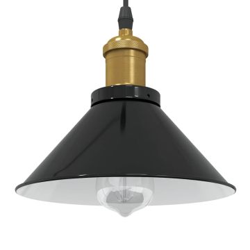 Pakabinamas šviestuvas, reguliuojamo aukščio, E27, blizgios juodos spalvos, Ø 22 cm, metalas