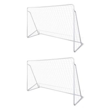 Futbolo vartai su tinkl., 2 vnt., 240x90x150 cm, plienas