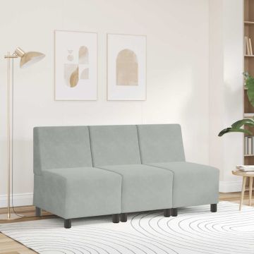 Modulinė sofa be porankių, šviesiai pilka, 55 cm, aksomas
