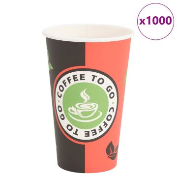 popieriniai kavos puodeliai 1000 vnt 16 uncijų 400 ml raudonos