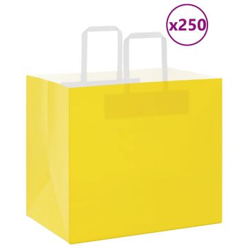 Popieriniai maišeliai 250vnt. su rankenomis geltonos 32x22x28cm