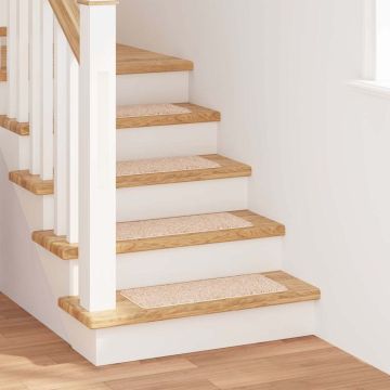 Slydimui atsparūs laiptų kilimėliai 15 pcs Kreminė 60 x 25 cm