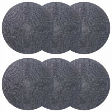 Džiuto paveikslai 6 pcs Tamsiai pilka Ø 30 cm
