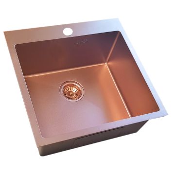 Nerūdijančio plieno plautuvė D5151HC COPPER su sifonu