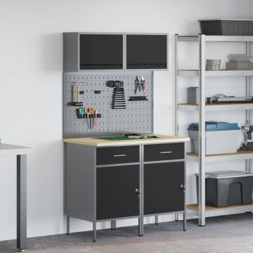 Darbo spintos rinkinys su stalčių su lentyna 8 pcs Pilka