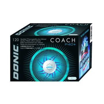 Stalo teniso kamuoliukai Donic Coach P40+** balti (120vnt. pak.)
