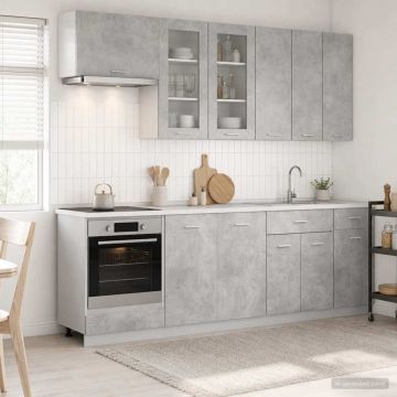 Virtuvės vienetas LYON 8 pcs Betono pilka Apdirbta mediena