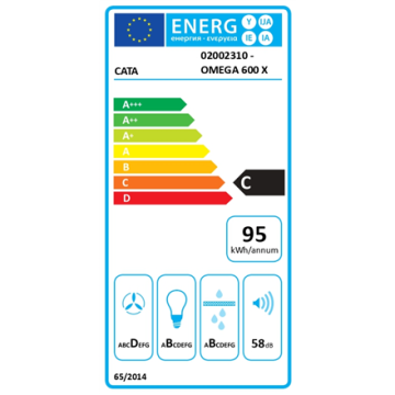 CATA Hood | OMEGA 600 X/M | Wall mounted | Energy efficiency class C | Width 60 cm | 645 m³/h | Mechanical control | LED | Stainless steel