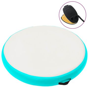 Gimnastikos kilimėlis su pompa, žalias, 100x100x20cm, PVC