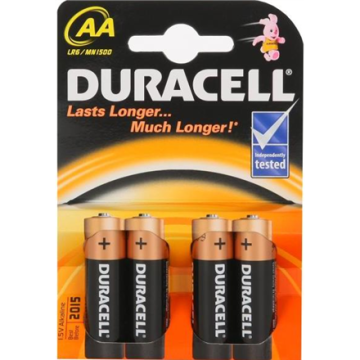 Duracell šarminės baterijos AA/LR6 MN1500, 4 vnt.