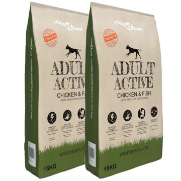 Sausas maistas šunims, Adult Active Chicken & Fish, 2vnt., 30kg