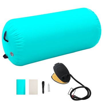 Gimnastikos ritinys su pompa, žalias, 120x75cm, PVC