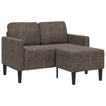 Dvivietė sofa su šezlongu, L formos, tamsiai pilka, 125 cm, dirbtinė oda