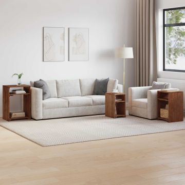 Akcento stalas su lentyna 3 pcs Ruda Kietas mahonio mediena