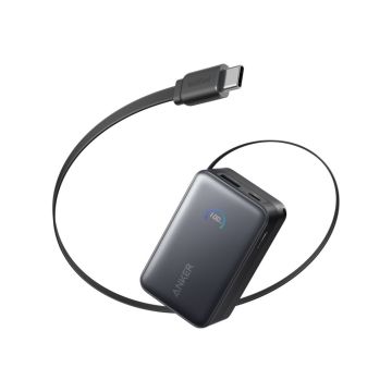 Anker Nano Power Bank 45W with Built-In Retractable USB-C Cable | A1638H11 | 10000 mAh | Black