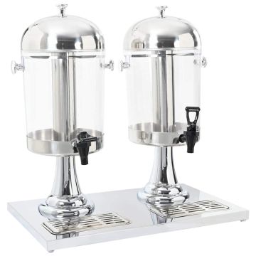 Dvigubas sulčių dozatorius, nerūdijantis plienas, 2x8 l