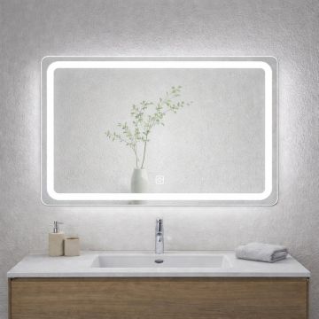 Veidrodis F908 LED išmanus su funkcija nuo rasojimo, laikrodžiu ir termometru